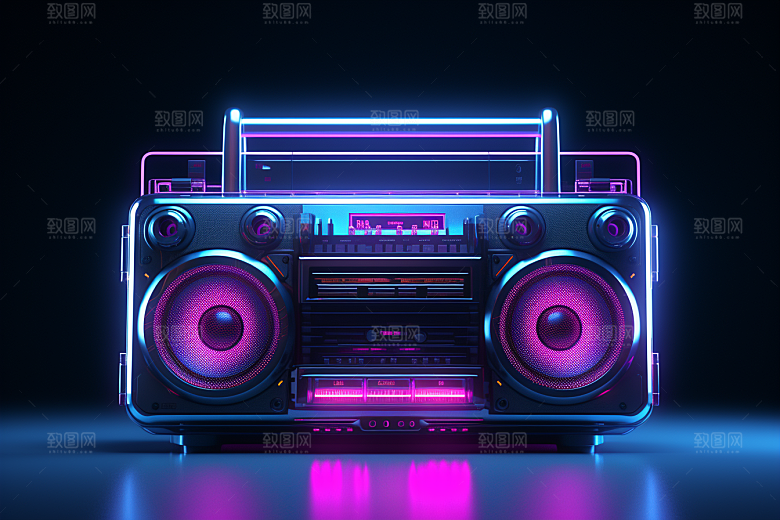透明光效收音机音乐节质感模型