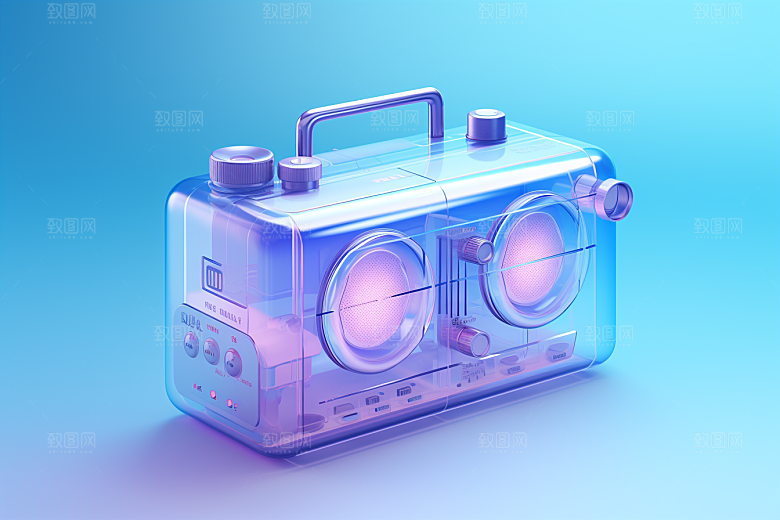 透明光效收音机时尚音乐节模型