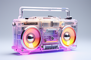 透明光效收音机时尚音箱模型