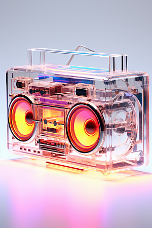 透明光效收音机音箱录音机模型