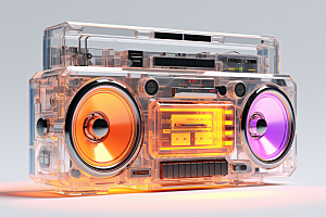 透明光效收音机时尚音响模型