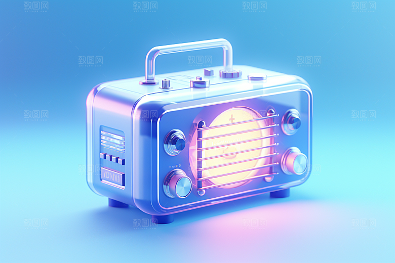 透明光效收音机时尚音响模型