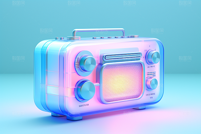 透明光效收音机录音机音乐节模型