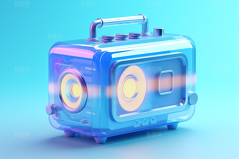 透明光效收音机高清透明塑料模型