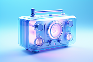 透明光效收音机音响彩色模型