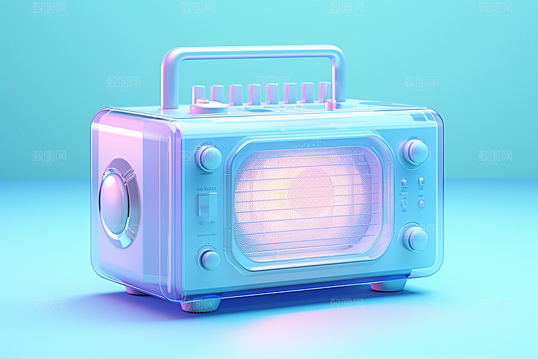 透明光效收音机音箱玻璃模型