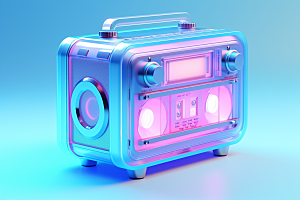 透明光效收音机玻璃彩色模型