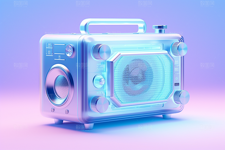 透明光效收音机录音机质感模型