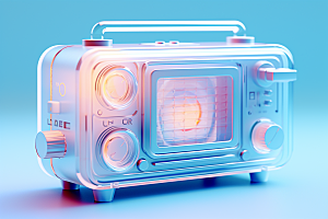 透明光效收音机酸性彩色模型