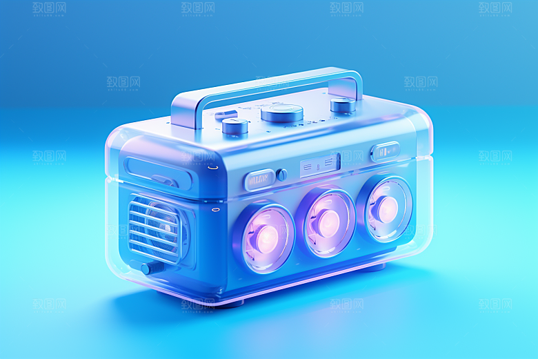 透明光效收音机音响玻璃模型