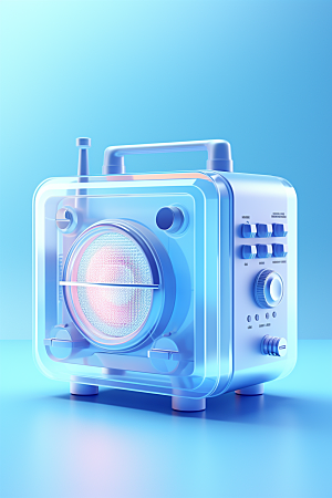 透明光效收音机音响音乐节模型