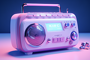 透明光效收音机彩色录音机模型