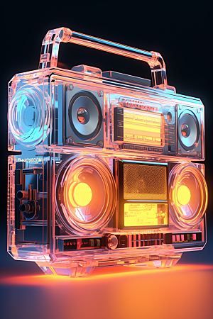 透明光效收音机彩色音响模型