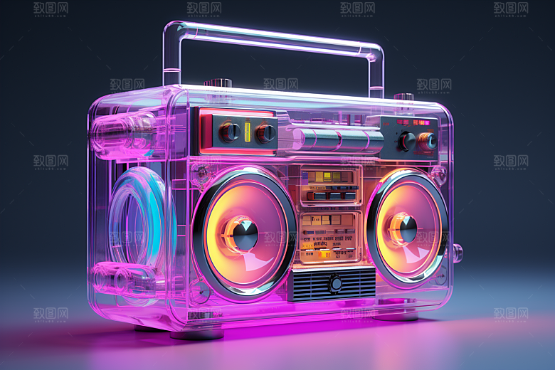 透明光效收音机音响透明塑料模型