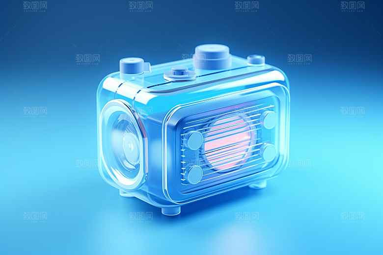 透明光效收音机音乐节透明塑料模型