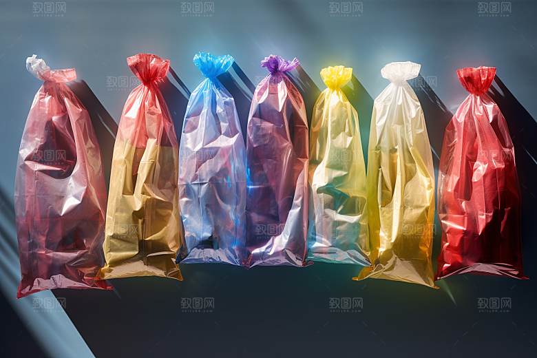 塑料垃圾袋透明垃圾袋垃圾分类摄影图