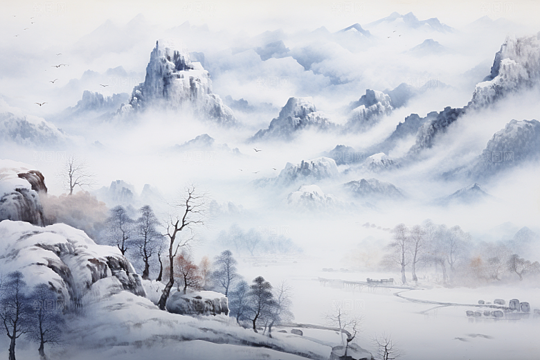 素描长城黑白八达岭艺术插画