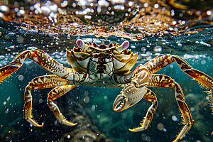 梭子蟹海鲜螃蟹摄影图