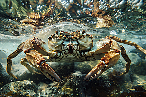 梭子蟹螃蟹海鲜摄影图
