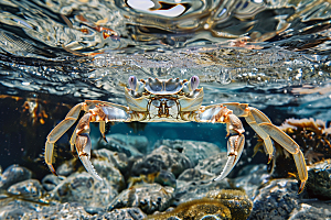 梭子蟹海鲜大海摄影图