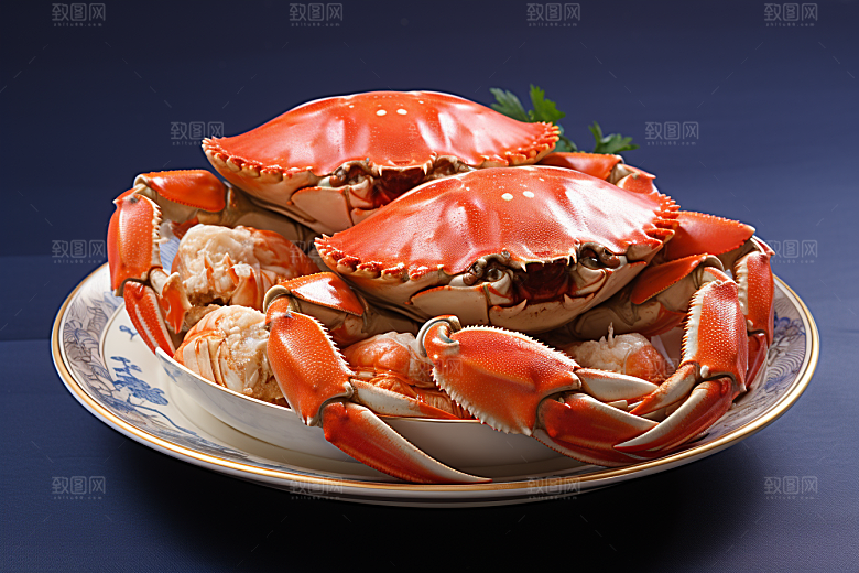 梭子蟹冰鲜食材摄影图