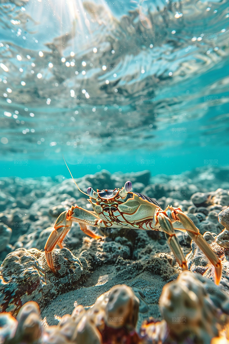 梭子蟹大海海蟹摄影图