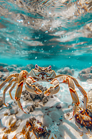 梭子蟹大海螃蟹摄影图