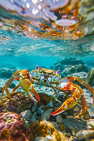 梭子蟹海洋螃蟹摄影图