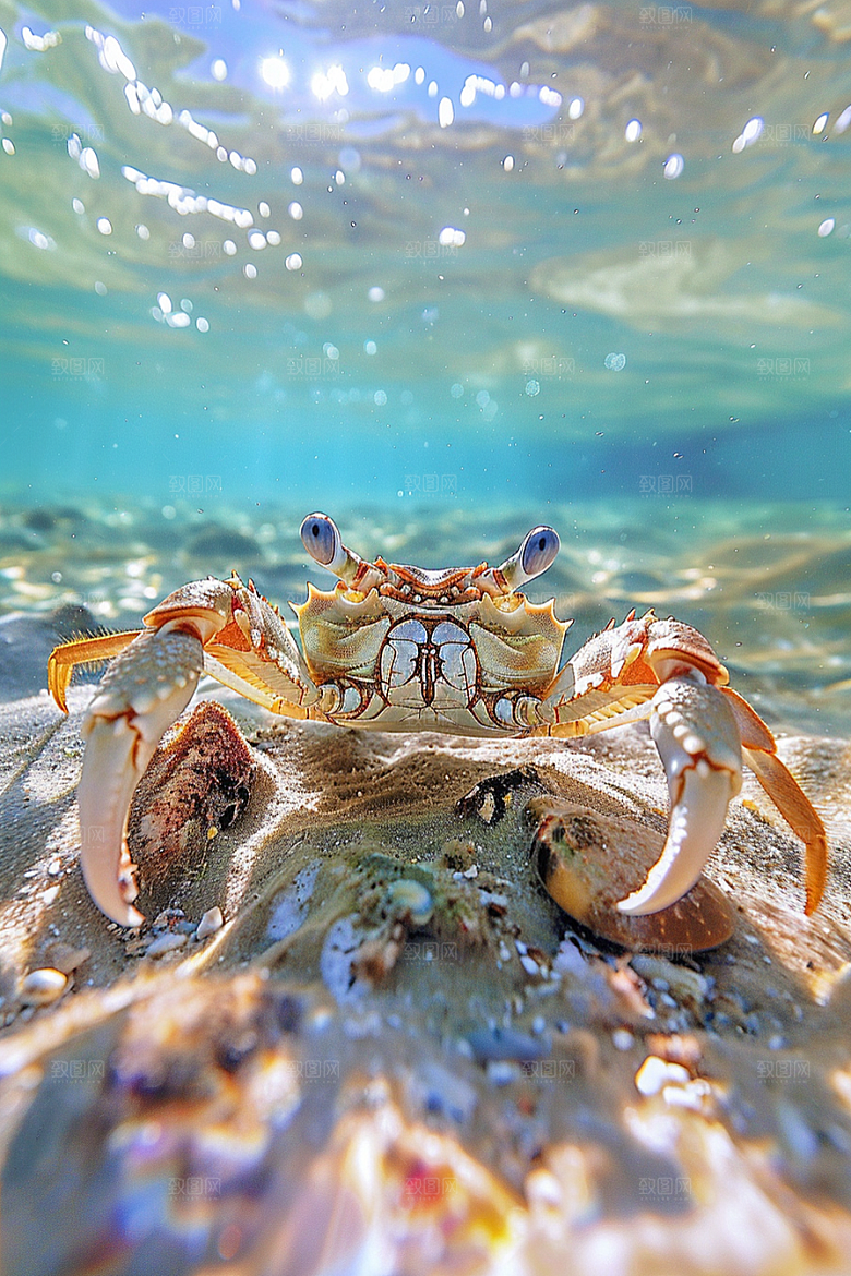 梭子蟹大海美味摄影图