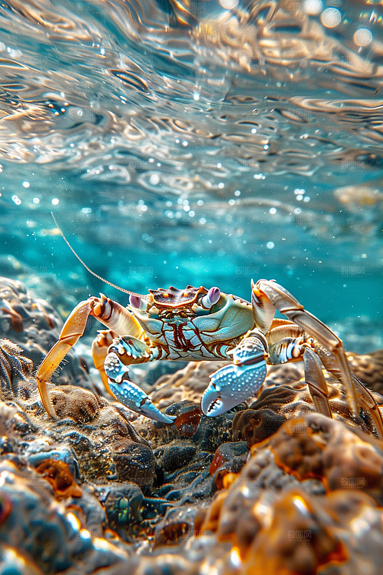 梭子蟹海货螃蟹摄影图