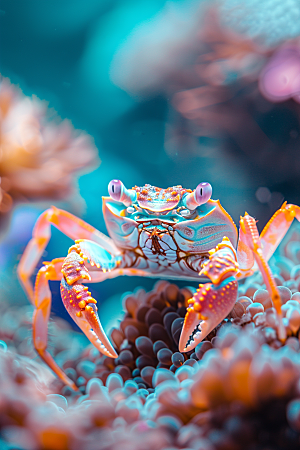 梭子蟹螃蟹大海摄影图