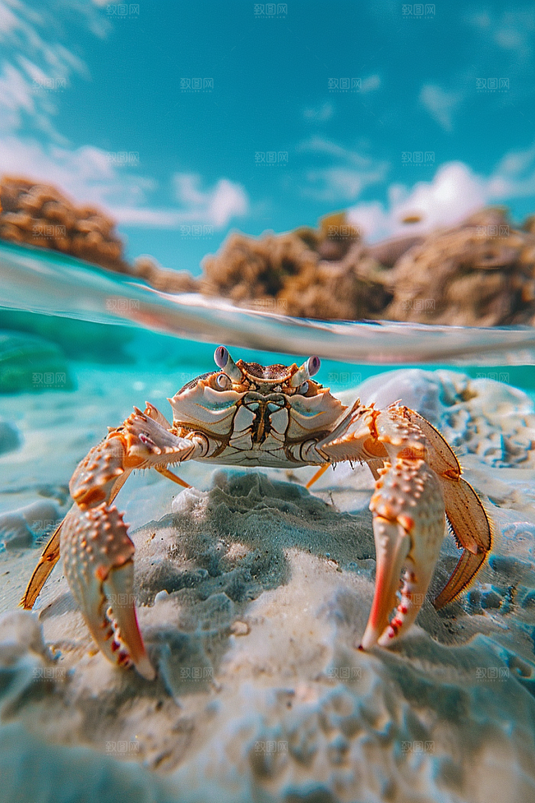 梭子蟹海鲜大海摄影图