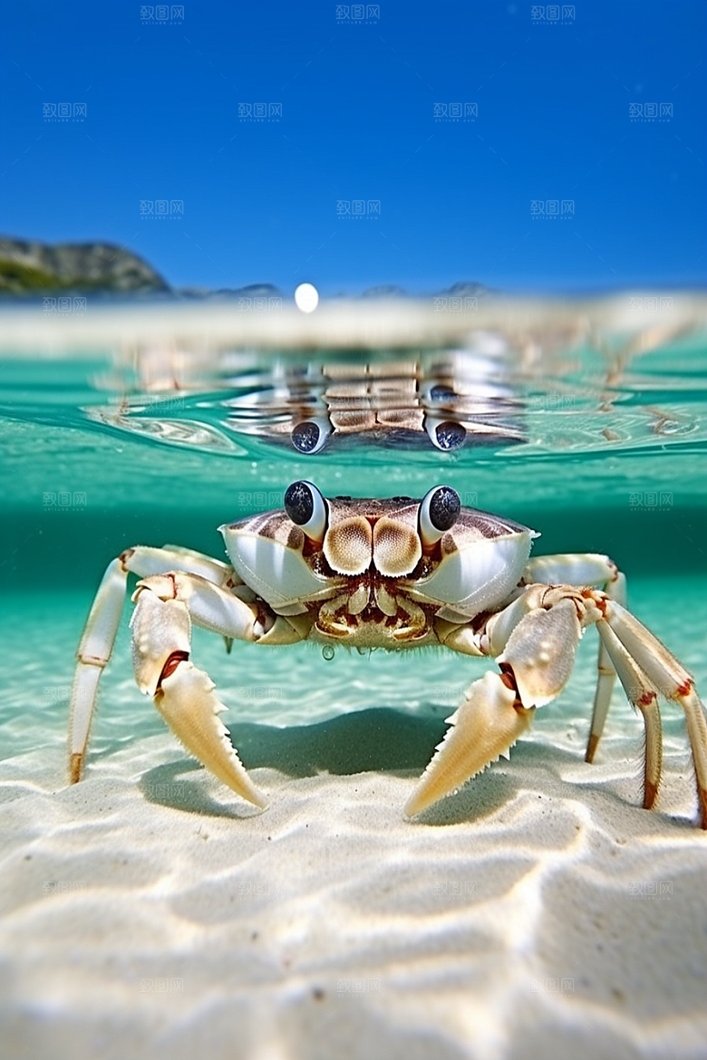 梭子蟹海鲜大海摄影图