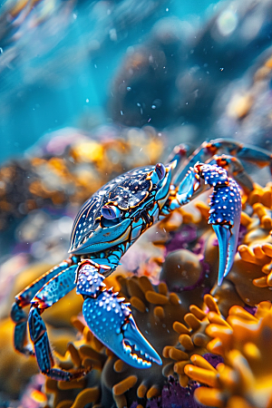 梭子蟹海洋海鲜摄影图