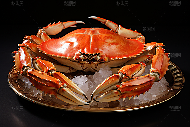 梭子蟹冰鲜美味摄影图