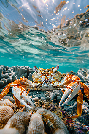 梭子蟹美食大海摄影图