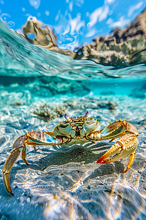梭子蟹海鲜螃蟹摄影图