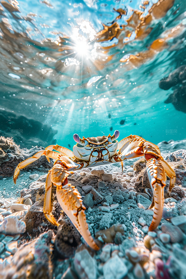 梭子蟹大海海货摄影图