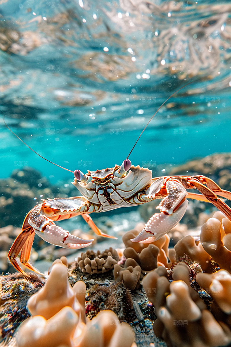 梭子蟹海洋大海摄影图