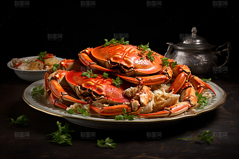 梭子蟹大海美食摄影图