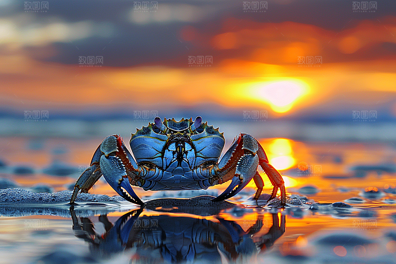 梭子蟹海货螃蟹摄影图