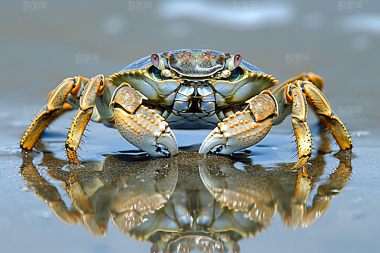 梭子蟹美食大海摄影图