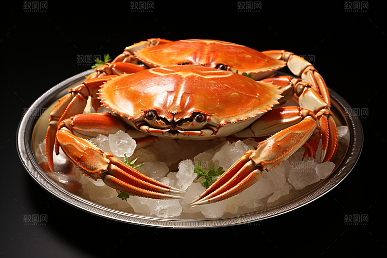 梭子蟹美食冰鲜摄影图