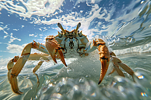 梭子蟹美食食材摄影图