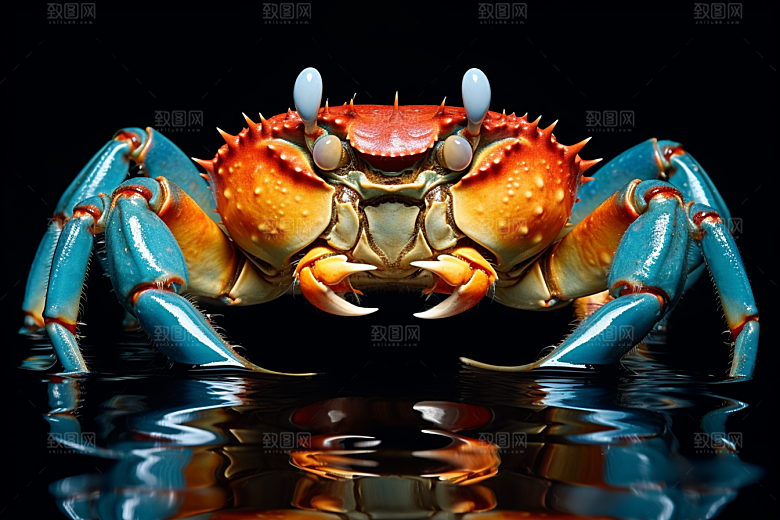 梭子蟹美食冰鲜摄影图