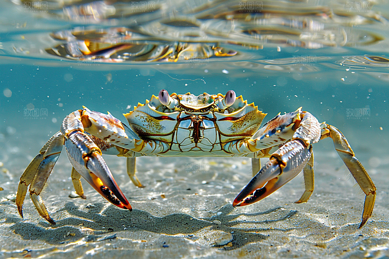 梭子蟹海洋海蟹摄影图
