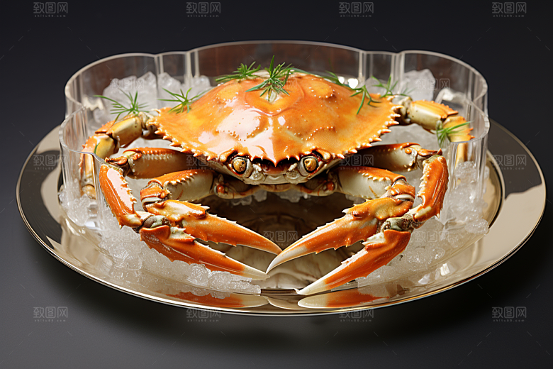 梭子蟹美味食材摄影图