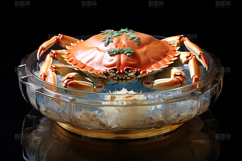 梭子蟹冰鲜食材摄影图
