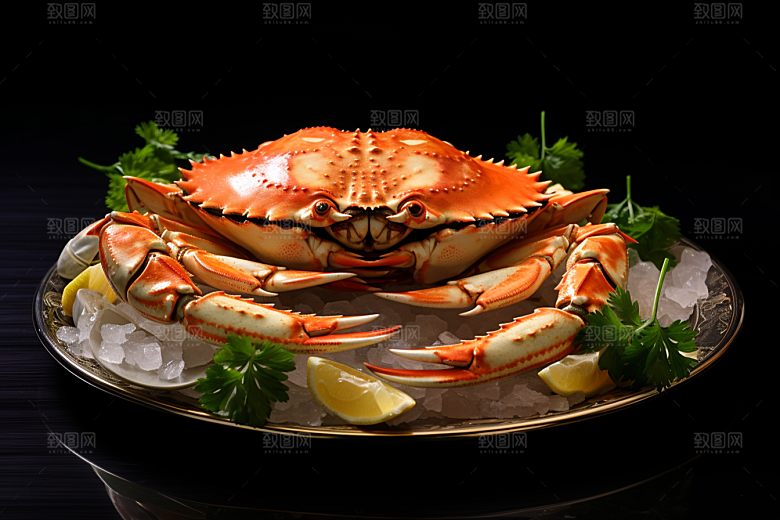 梭子蟹海鲜冰鲜摄影图