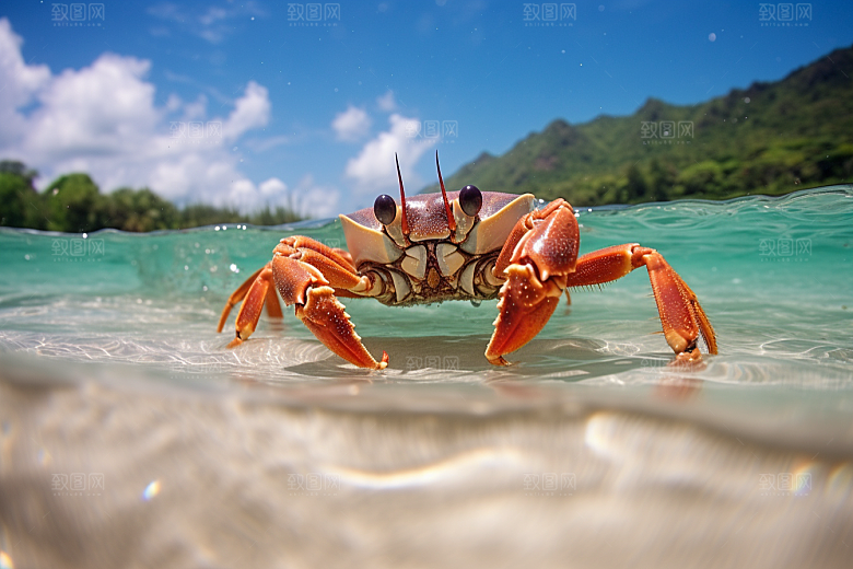梭子蟹冰鲜海鲜摄影图